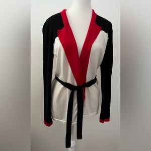 Liz Claiborne Color Block Open Tie Cardigan Size M